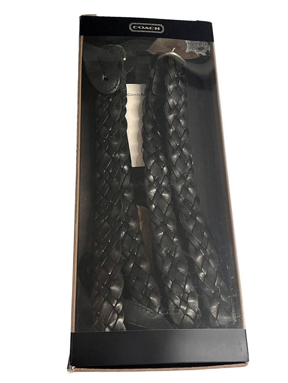 NWT Vintage Coach Black Braided Leather Suspenders Dark Academia Quiet Luxury
